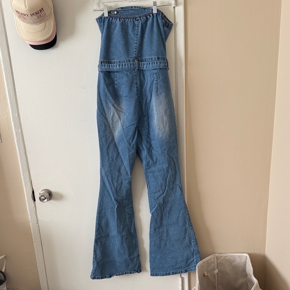 Blue Denim Jumpsuit with Button Details - Picture 2 of 3